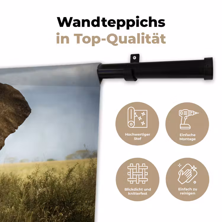 Olifant - Natuur - Gras - Dieren - Landschap Wandkleed katoen klein -tsfeer2_DE