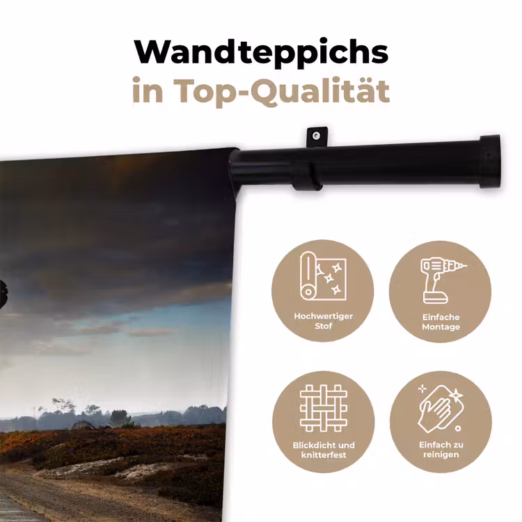 Olifant - Weg - Dieren - Zonsondergang - Landschap Wandkleed katoen klein -tsfeer2_DE