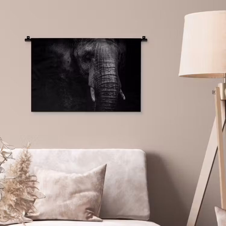 Olifant - Dier - Portret Wandkleed katoen klein -sfeer4