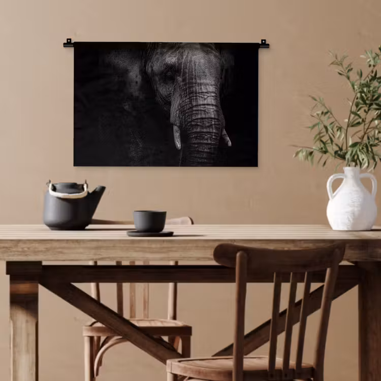 Olifant - Dier - Portret Wandkleed katoen klein -sfeer6
