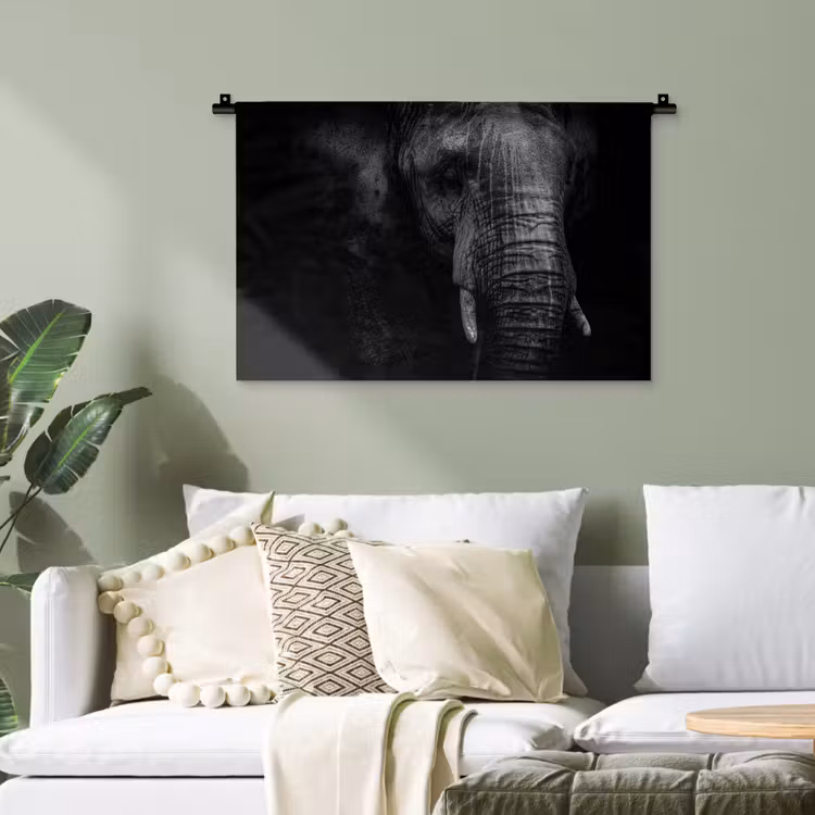 Olifant - Dier - Portret Wandkleed katoen klein -sfeer7