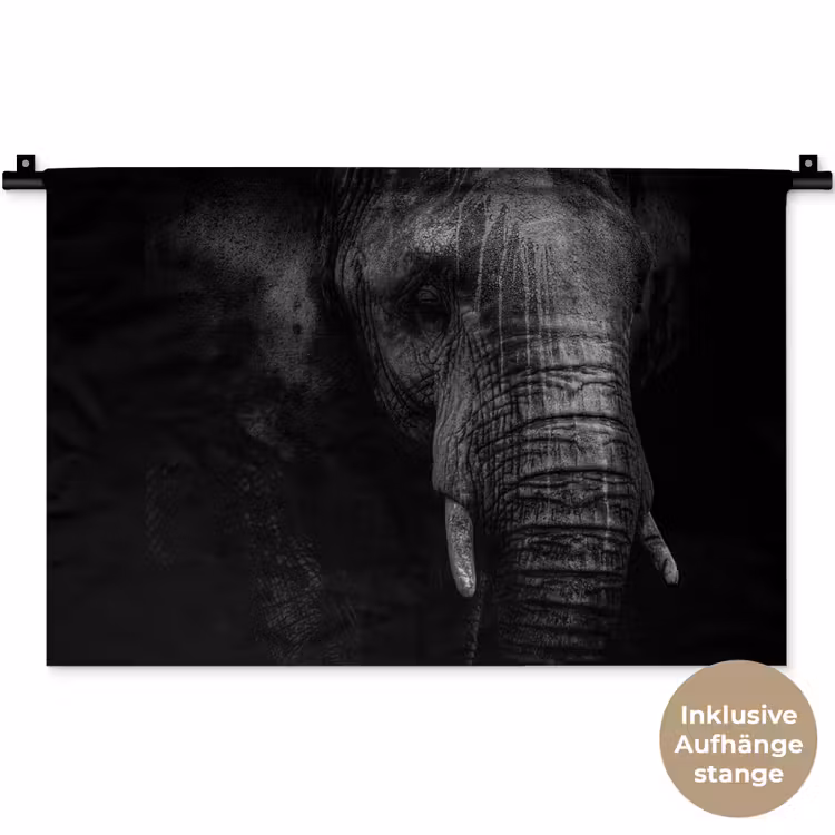 Olifant - Dier - Portret Wandkleed katoen klein -t3d_DE