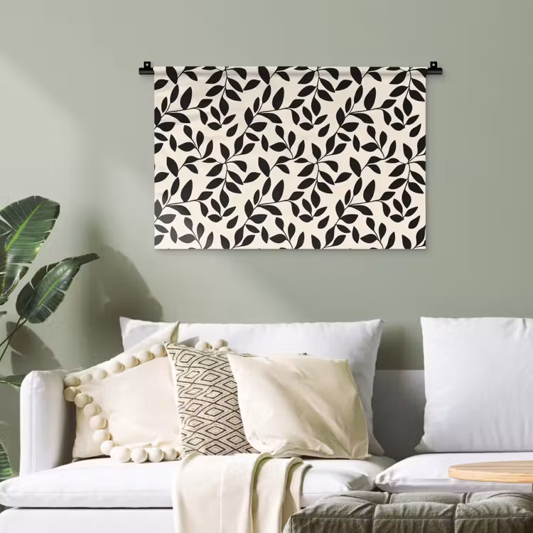 Elegant - Patroon - Zwart - Beige Wandkleed katoen klein 269 -sfeer7