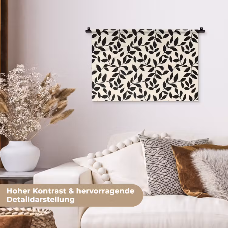 Elegant - Patroon - Zwart - Beige Wandkleed katoen klein 269 -tsfeer1_DE