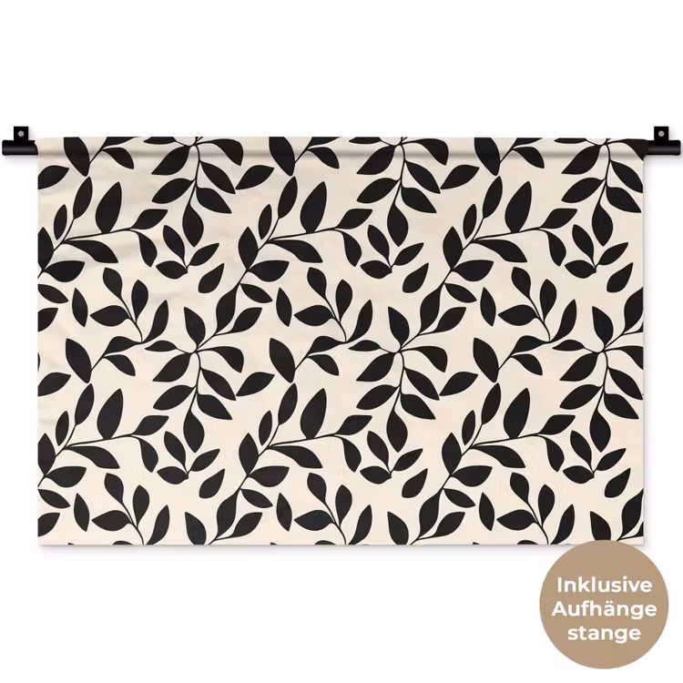 Elegant - Patroon - Zwart - Beige Wandkleed katoen klein 269 -t3d_DE