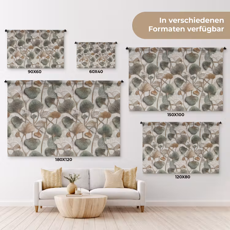 Elegant - Bladeren - Groen Wandkleed katoen klein 269 -tsfeer8_DE