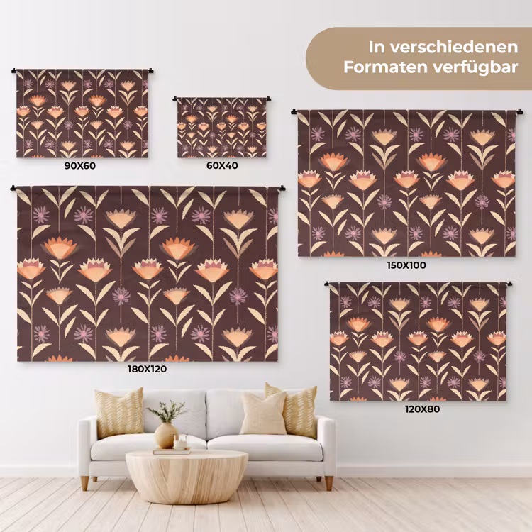 Elegant - Retro - Bruin Wandkleed katoen klein 269 -tsfeer8_DE