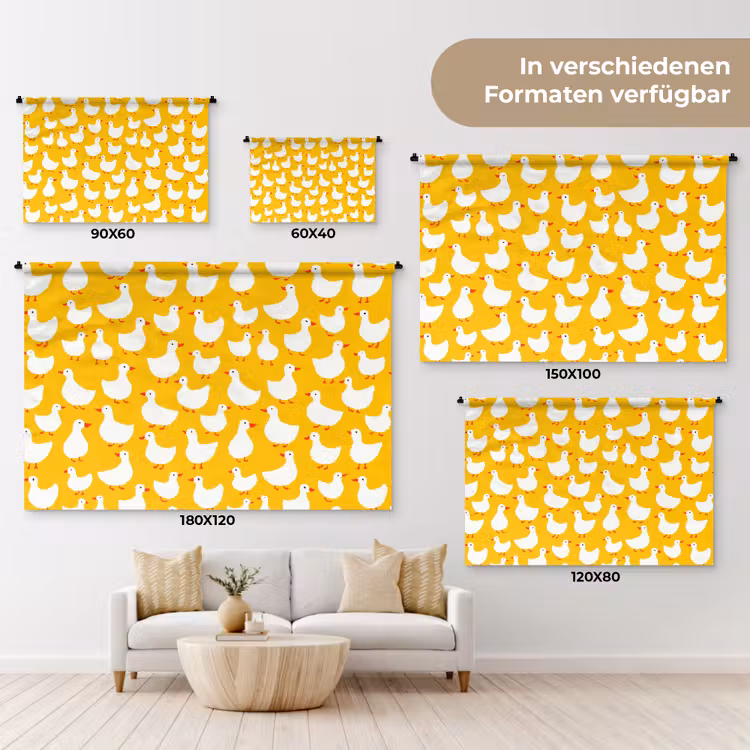 Eendjes - Patroon - Geel Wandkleed katoen klein 269 -tsfeer8_DE