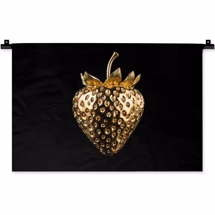 Aardbei - Goud - Zwart - Chrome Wandkleed katoen klein -zz3d