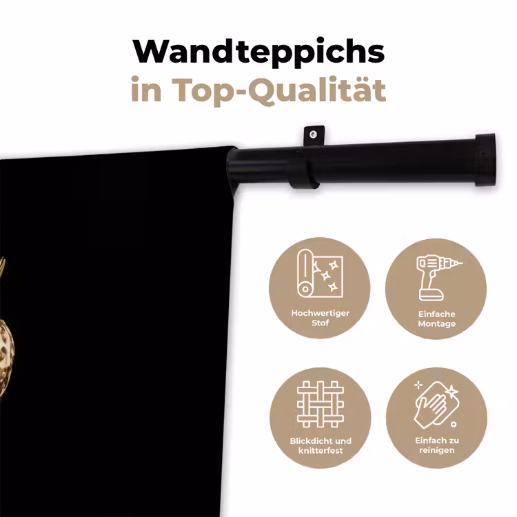 Aardbei - Goud - Zwart - Chrome Wandkleed katoen klein -tsfeer2_DE