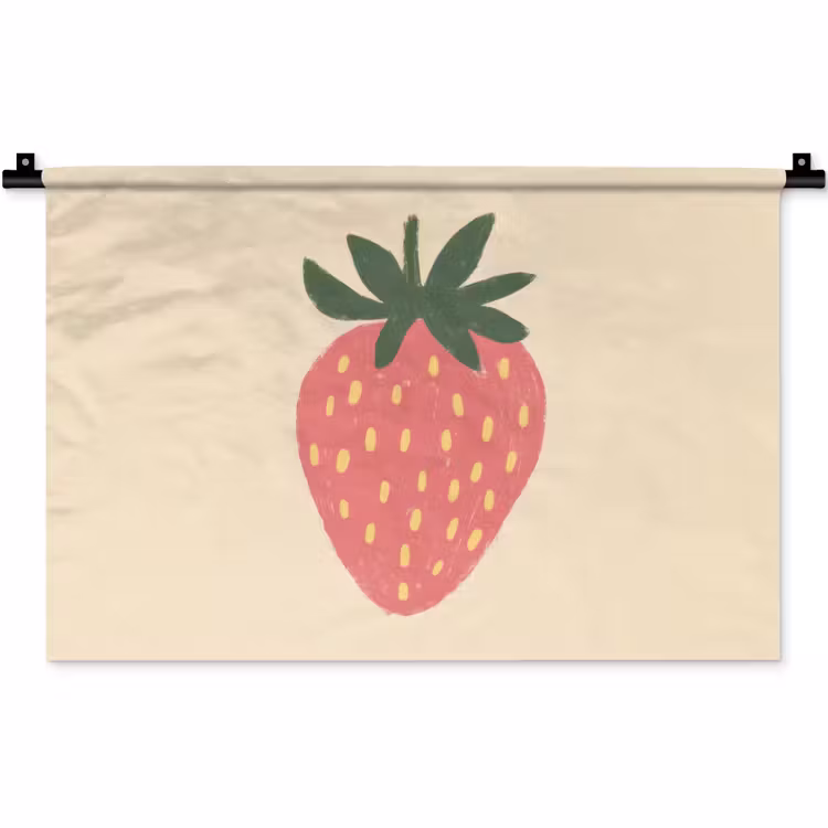 Aardbei - Minimalistisch - Rood - Fruit Wandkleed katoen klein -zz3d