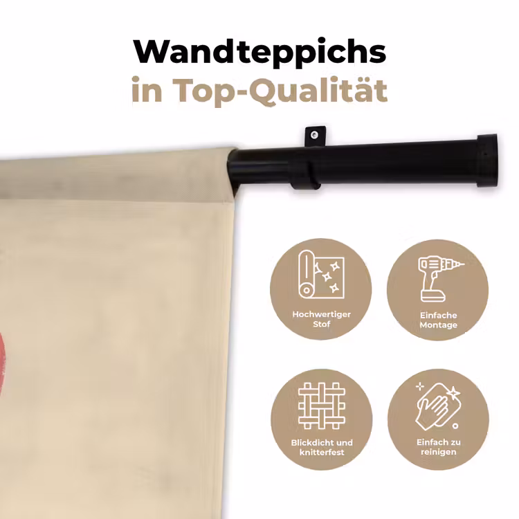 Aardbei - Minimalistisch - Rood - Fruit Wandkleed katoen klein -tsfeer2_DE