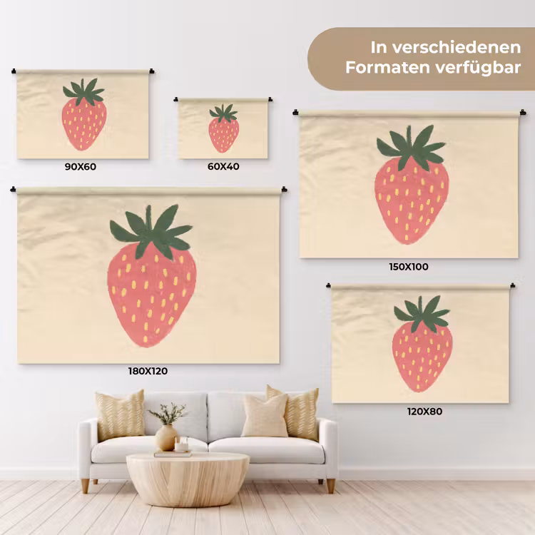Aardbei - Minimalistisch - Rood - Fruit Wandkleed katoen klein -tsfeer8_DE