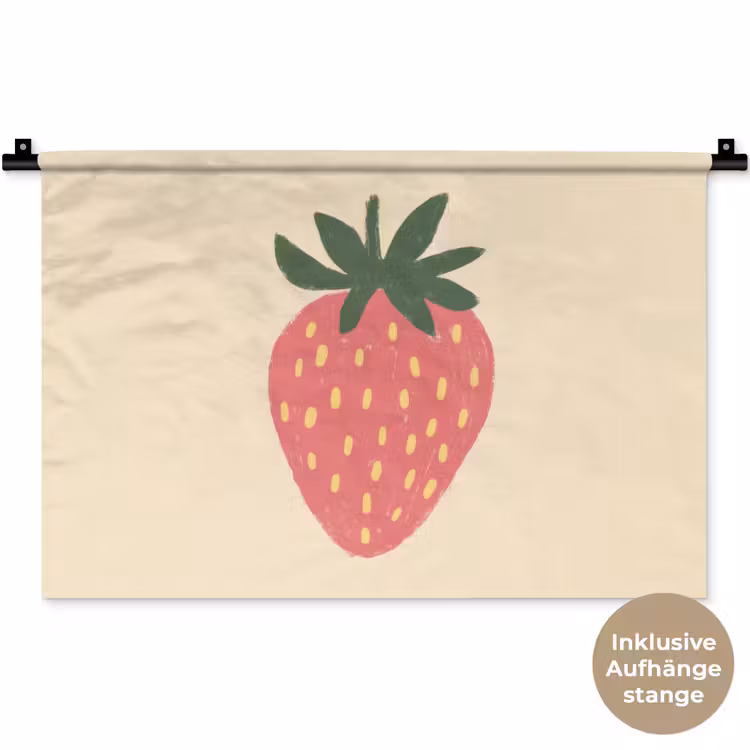 Aardbei - Minimalistisch - Rood - Fruit Wandkleed katoen klein -t3d_DE