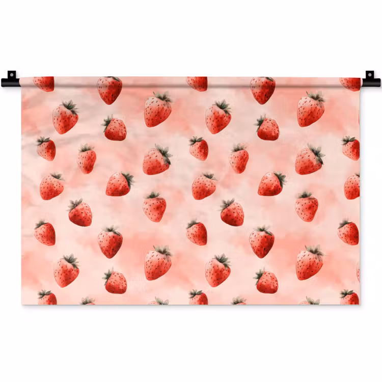 Aardbei - Patroon - Roze Wandkleed katoen klein 269 -zz3d