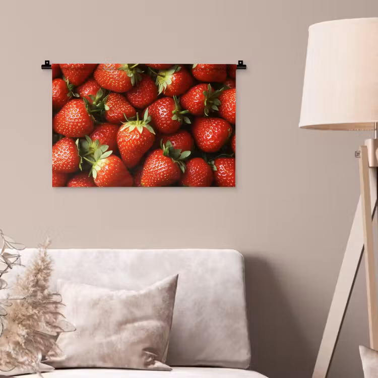 Aardbei - Fruit - Rood Wandkleed katoen klein -sfeer4