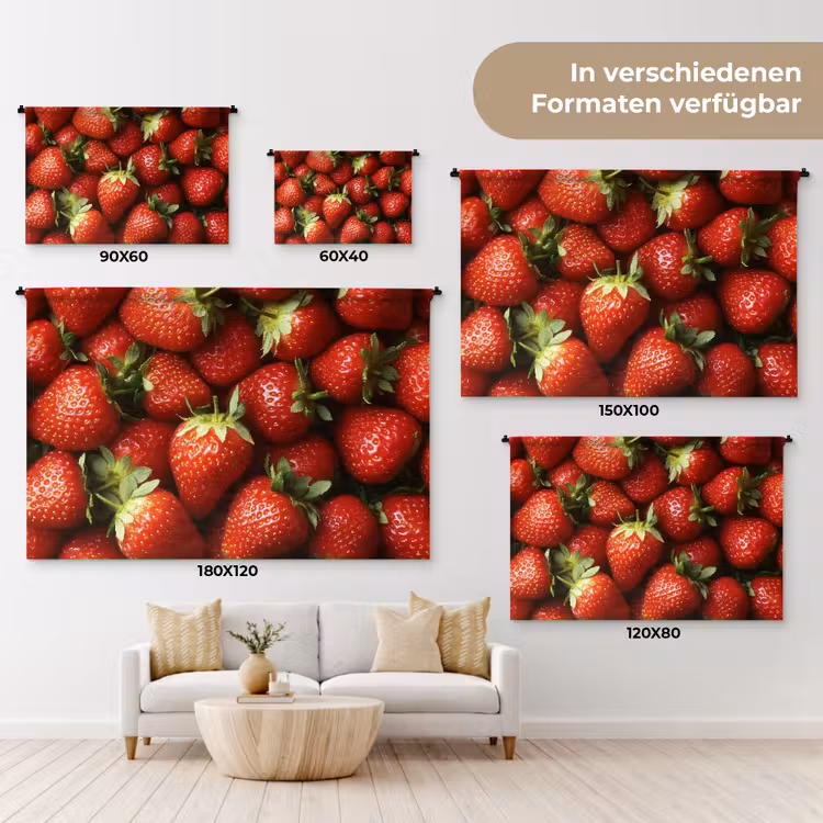 Aardbei - Fruit - Rood Wandkleed katoen klein -tsfeer8_DE
