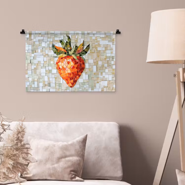 Aardbei - Rood - Mozaïek - Fruit Wandkleed katoen klein -sfeer4