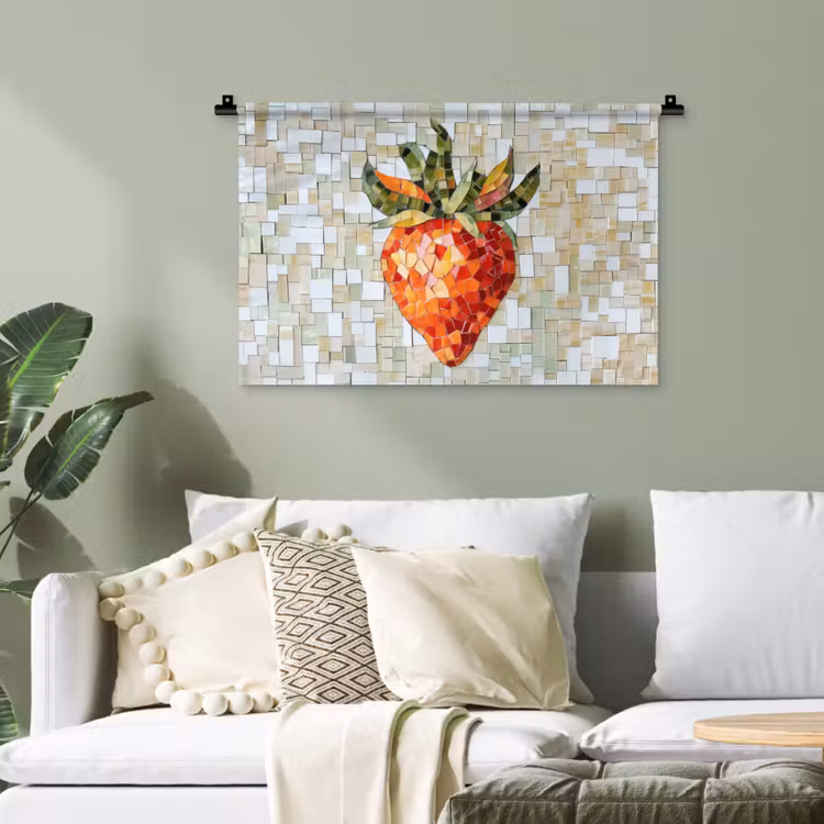 Aardbei - Rood - Mozaïek - Fruit Wandkleed katoen klein -sfeer7