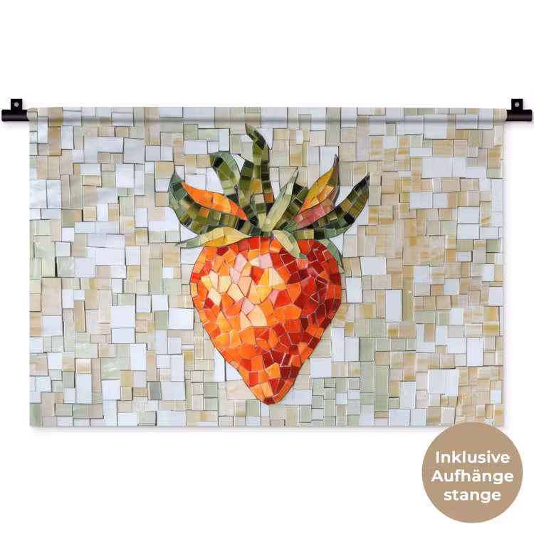 Aardbei - Rood - Mozaïek - Fruit Wandkleed katoen klein -t3d_DE