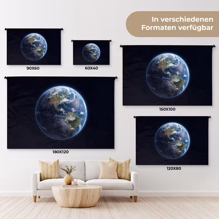 Wandteppich - Erde – Weltraum – Kosmos - Aarde - Ruimte - Kosmos Wandkleed katoen klein
