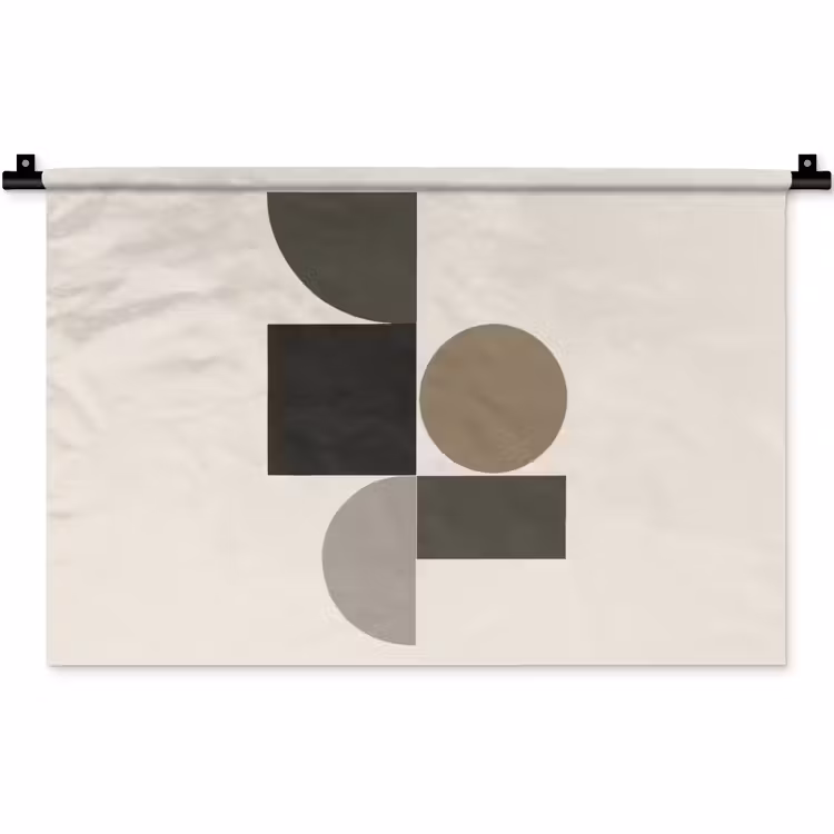 Aardetinten - Abstracte compositie - Eenvoudige vormen Wandkleed katoen klein -zz3d