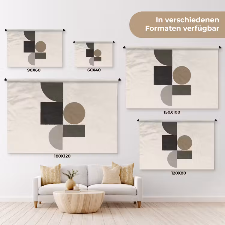 Aardetinten - Abstracte compositie - Eenvoudige vormen Wandkleed katoen klein -tsfeer8_DE