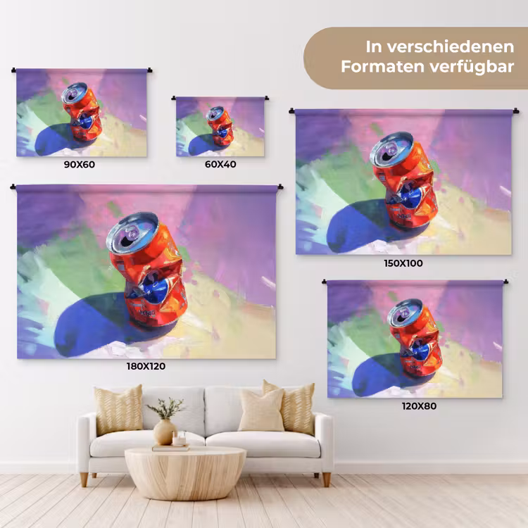 Frisdrank - Blik - Paars Wandkleed katoen klein -tsfeer8_DE
