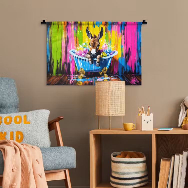 Ezel - Badkuip - Roze - Schuim Wandkleed katoen klein -wsfeer4_kind