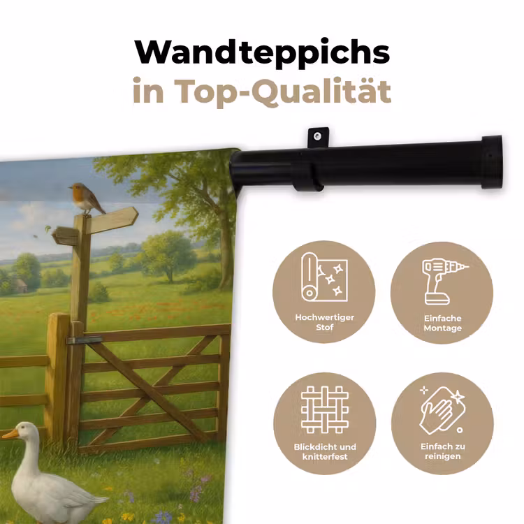 Ezels - Ganzen - Kleurrijk Wandkleed katoen klein -tsfeer2_DE