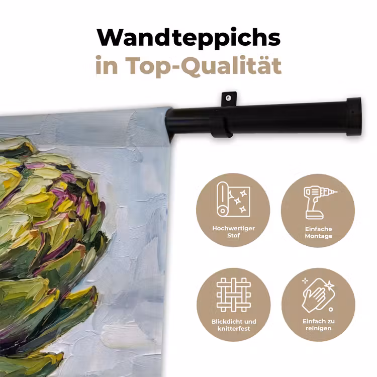 Wandteppich - Essen – Artischocke – Modern - Eten - Artisjok - Modern Wandkleed katoen klein