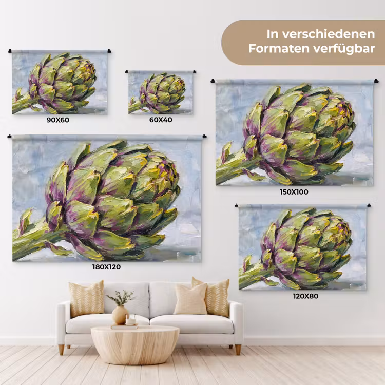 Wandteppich - Essen – Artischocke – Modern - Eten - Artisjok - Modern Wandkleed katoen klein