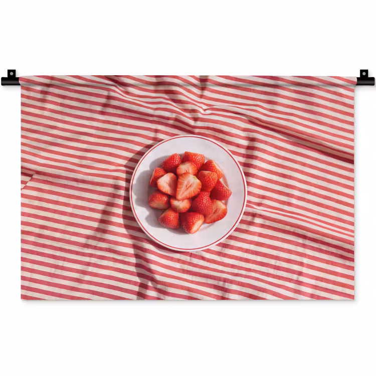 Eten - Aardbeien - Fruit - Zomer - Rood Wandkleed katoen klein -zz3d