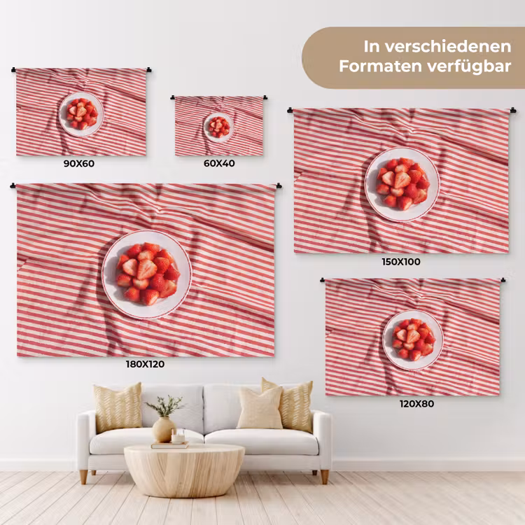 Eten - Aardbeien - Fruit - Zomer - Rood Wandkleed katoen klein -tsfeer8_DE