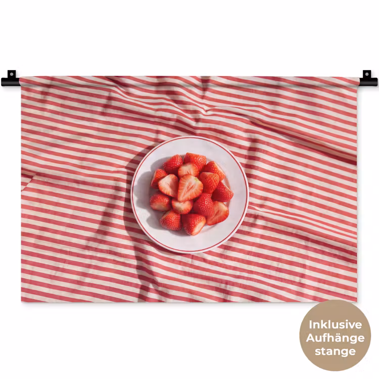 Eten - Aardbeien - Fruit - Zomer - Rood Wandkleed katoen klein -t3d_DE