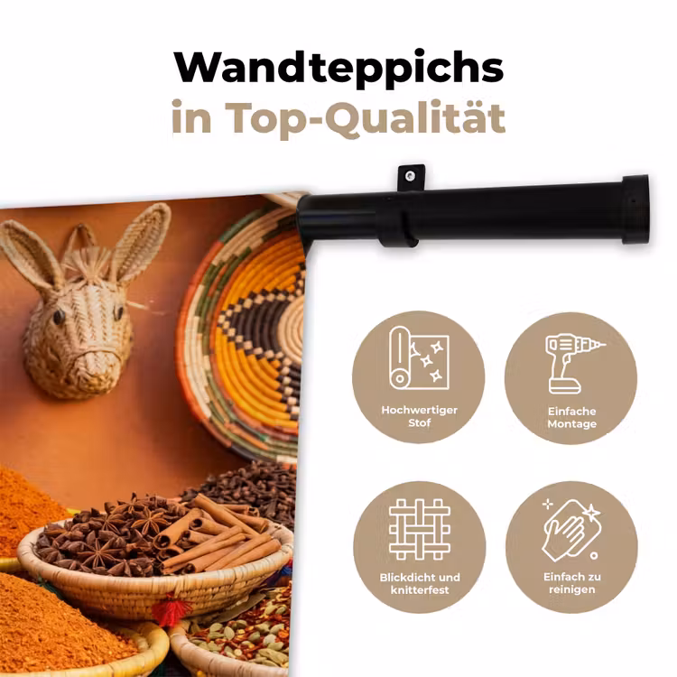 Wandteppich - Essen – Farbenfroh – Kultur - Eten - Kleurrijk - Cultuur Wandkleed katoen klein