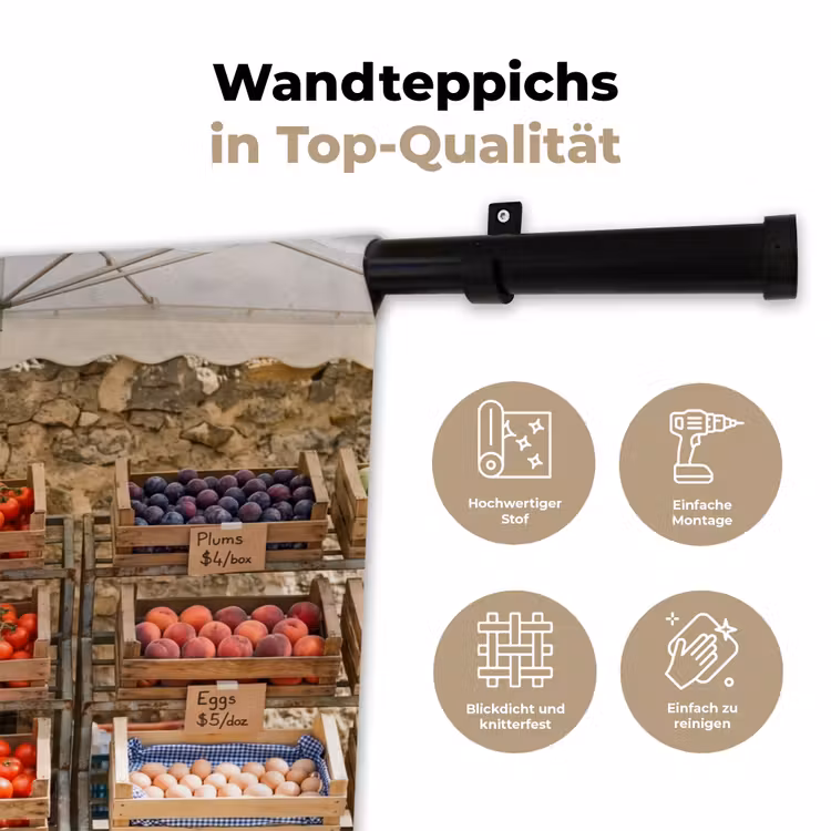 Wandteppich - Essen – Markt – Frisch - Eten - Markt - Vers Wandkleed katoen klein