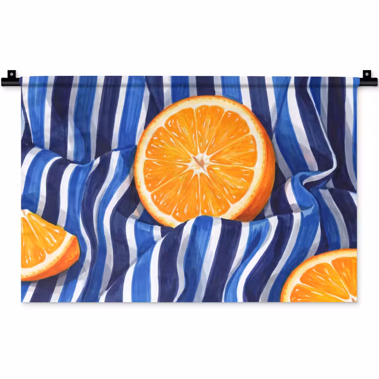 Wandteppich - Essen – Obst – Orange - Eten - Fruit - Oranje Wandkleed katoen klein