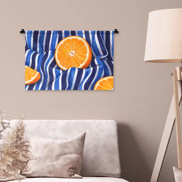 Wandteppich - Essen – Obst – Orange - Eten - Fruit - Oranje Wandkleed katoen klein