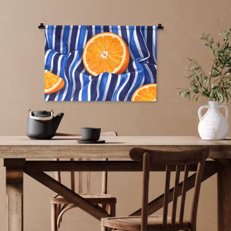 Wandteppich - Essen – Obst – Orange - Eten - Fruit - Oranje Wandkleed katoen klein