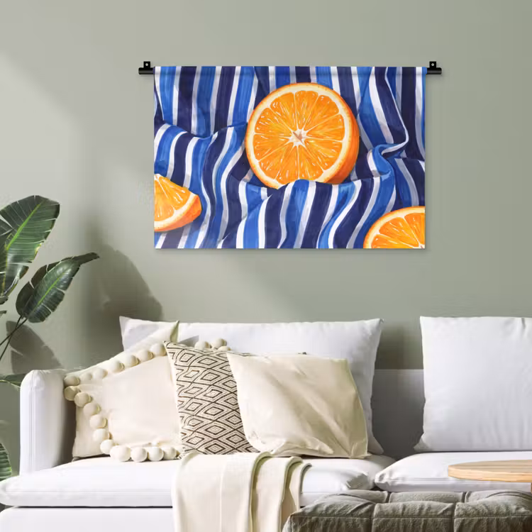 Wandteppich - Essen – Obst – Orange - Eten - Fruit - Oranje Wandkleed katoen klein