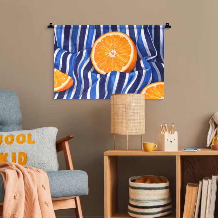 Wandteppich - Essen – Obst – Orange - Eten - Fruit - Oranje Wandkleed katoen klein