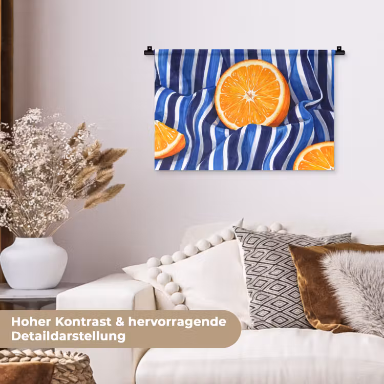 Wandteppich - Essen – Obst – Orange - Eten - Fruit - Oranje Wandkleed katoen klein