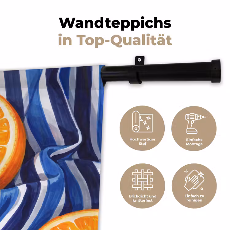 Wandteppich - Essen – Obst – Orange - Eten - Fruit - Oranje Wandkleed katoen klein