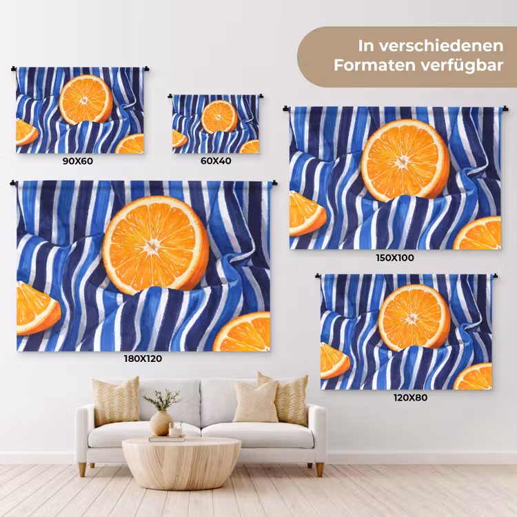 Wandteppich - Essen – Obst – Orange - Eten - Fruit - Oranje Wandkleed katoen klein