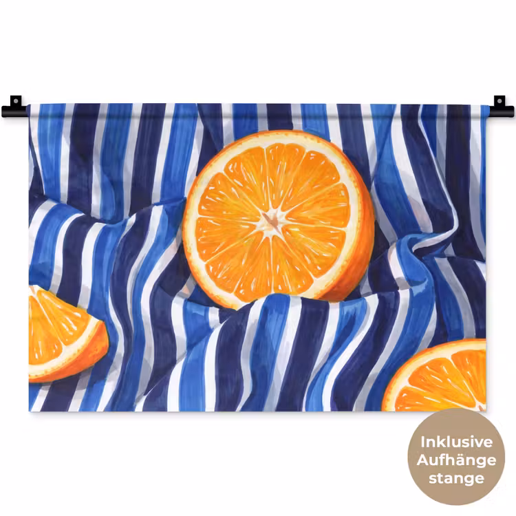 Wandteppich - Essen – Obst – Orange - Eten - Fruit - Oranje Wandkleed katoen klein