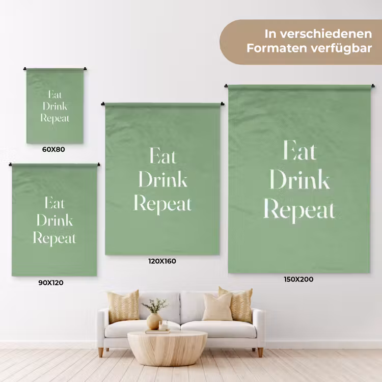 Eten - Drinken - Tekst - Mintgroen Wandkleed katoen klein -tsfeer8_DE