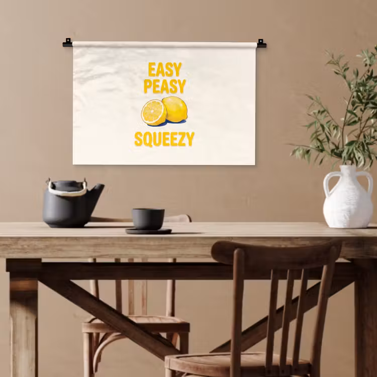 Eten - Citroenen - Keuken - Illustratie - Geel Wandkleed katoen klein -sfeer6