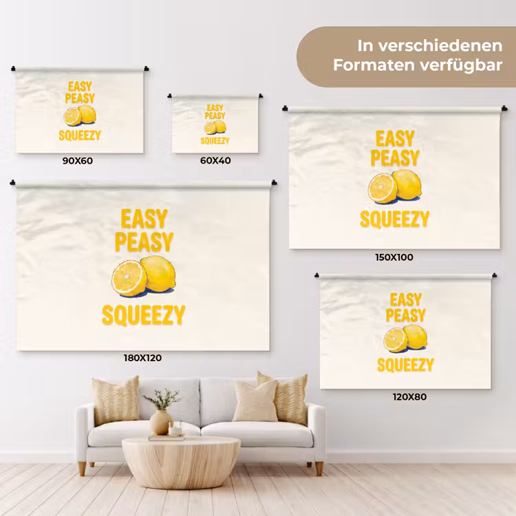 Eten - Citroenen - Keuken - Illustratie - Geel Wandkleed katoen klein -tsfeer8_DE