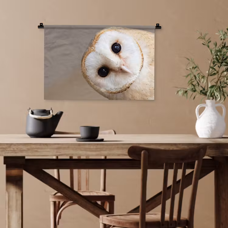 Uil - Bruin - Wit Wandkleed katoen klein -sfeer6
